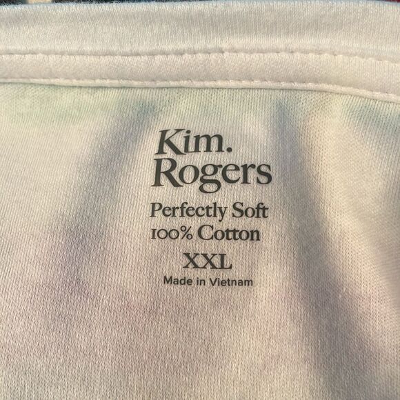 Kim Rogers perfectly Soft pastel color striped XXL 100% Cotton Tee Shirt NWOT - Picture 3 of 10